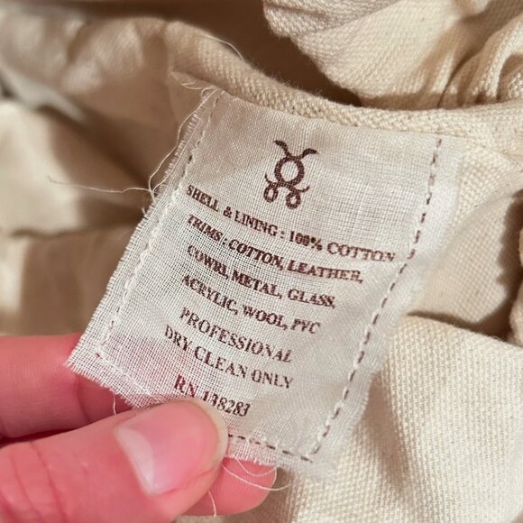 FIGUE Tuktuk Cotton Canvas Tote Bag Bohemian Style Cowrie Shells Pom Pom Purse - Picture 5 of 8